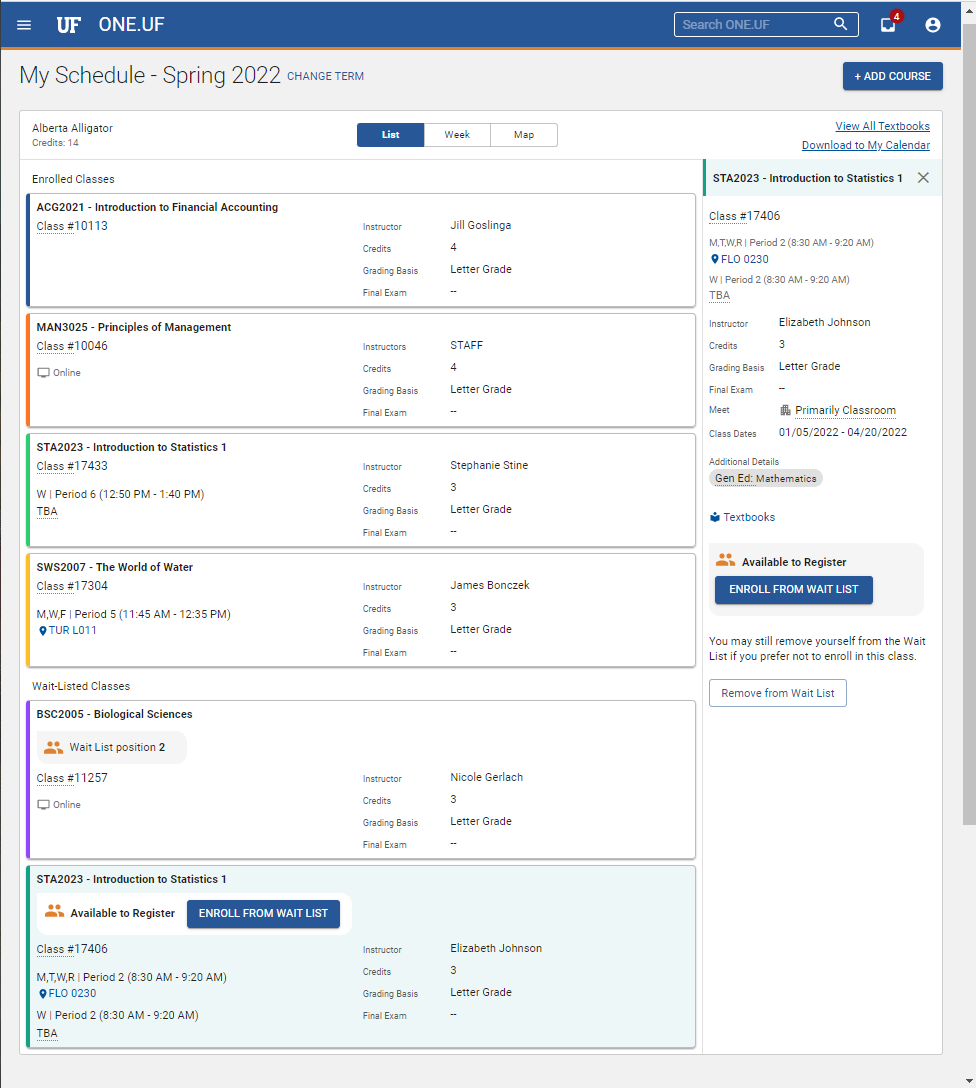 Panel view with Wait List position 1 highlighted.